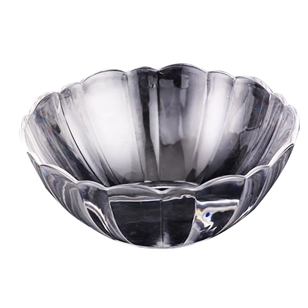 Lotus Shape Transparent Plastic Dessert Bowl Crystal Clear Pc Material for Fruit Salad Parfait Appetizers Buffet Serving Home