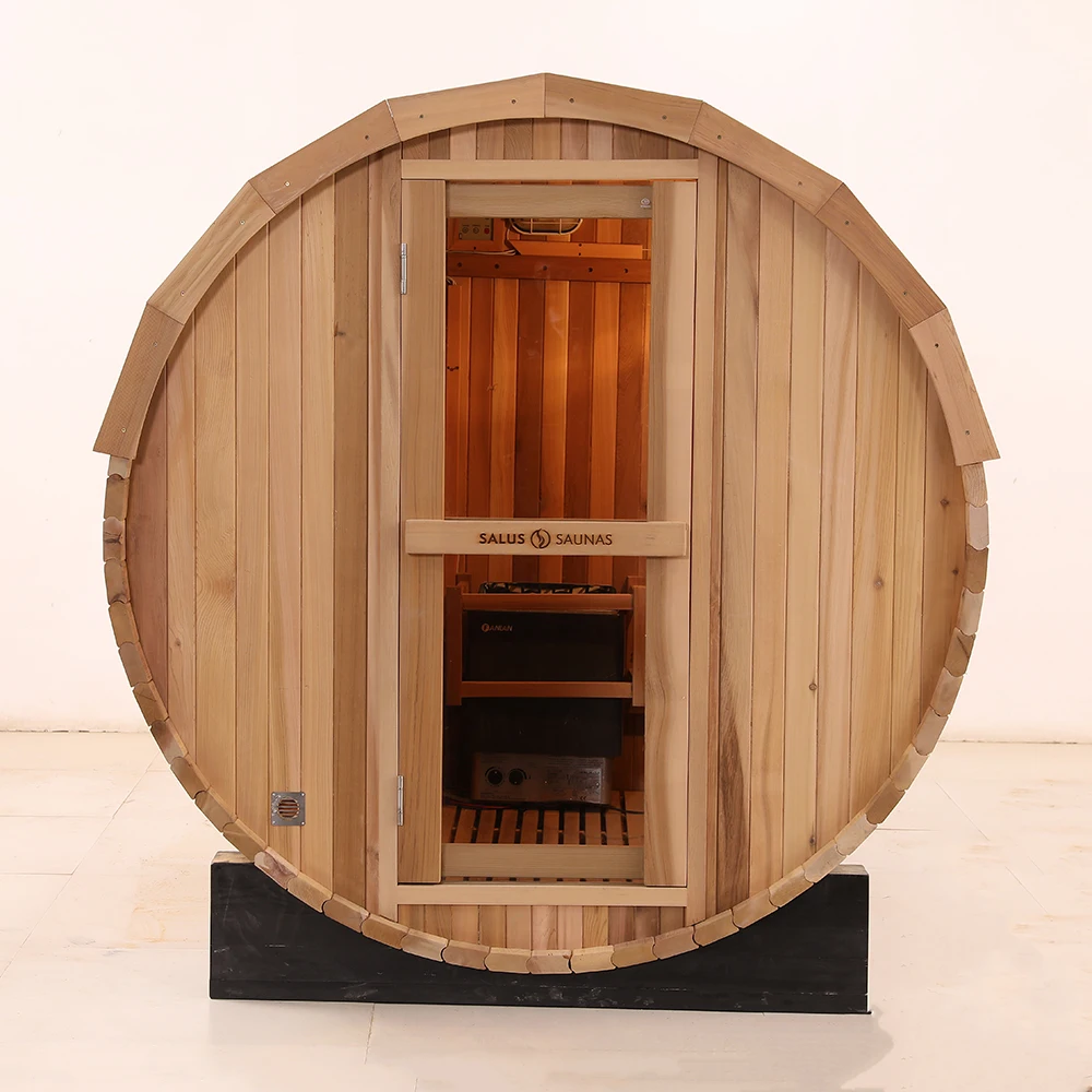 Smartmak Custom Outdoor Traditional Barrel Sauna Wood Burning Red Cedar Steam Wooden Sauna