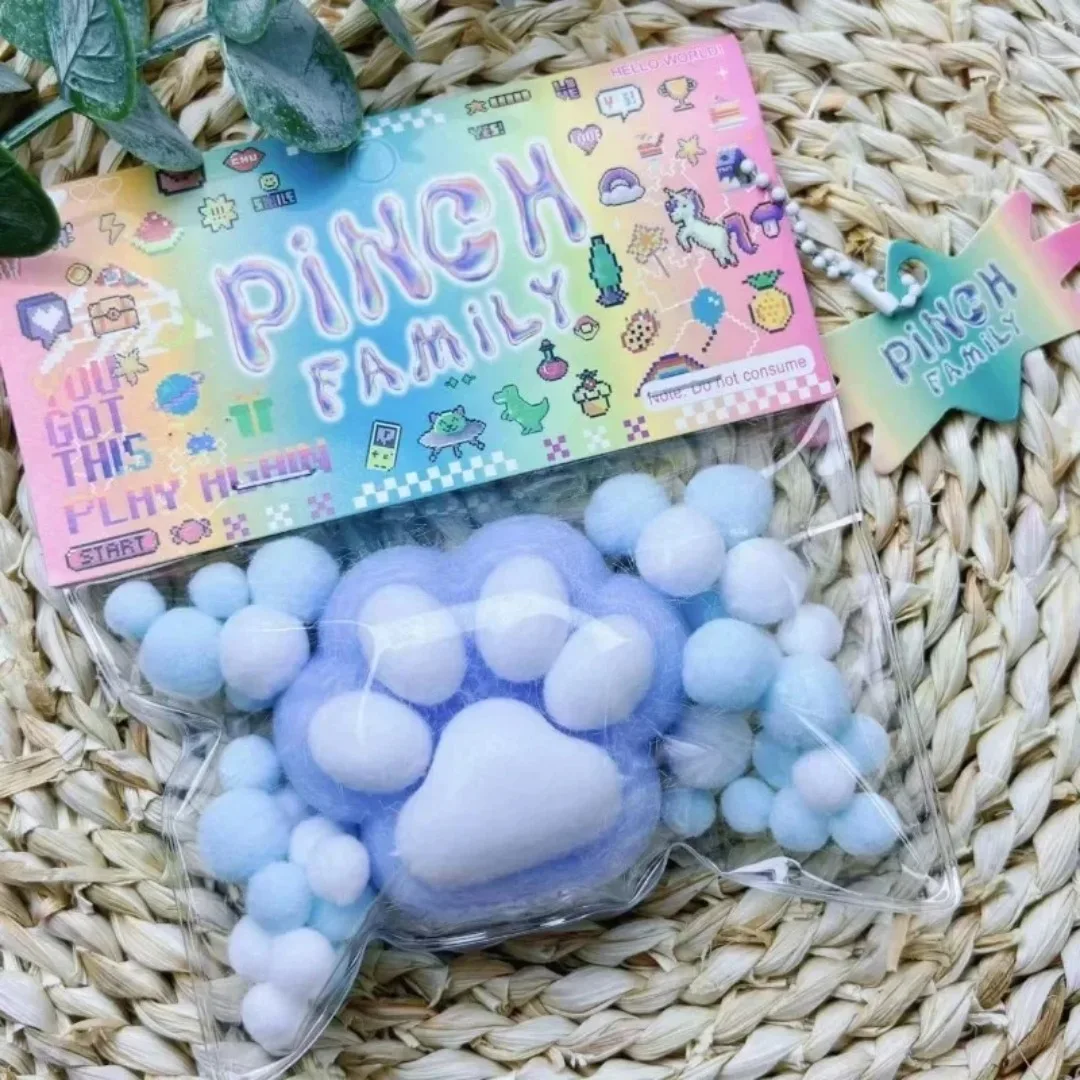 Novo mini brinquedo de espremendo de argila macia, brinquedo de alívio de estresse de pé de gato, mochi fidget, brinquedo de recuperação lenta de silicone para meninas e meninos