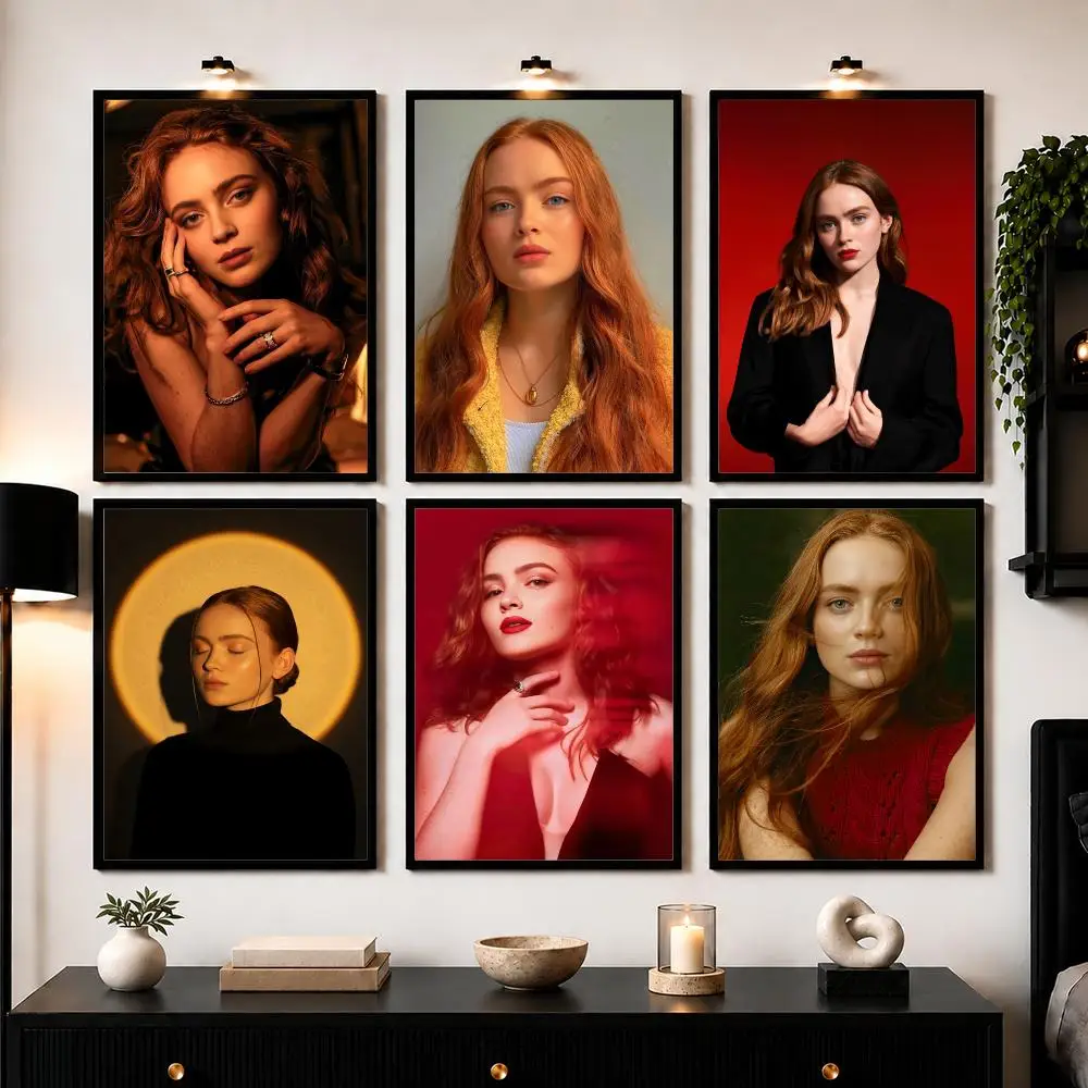S-Sadie Sink Movie Star Poster Wall Art Sticker For Living Room Bedroom Bar Home Decor Mural Painting Decoration