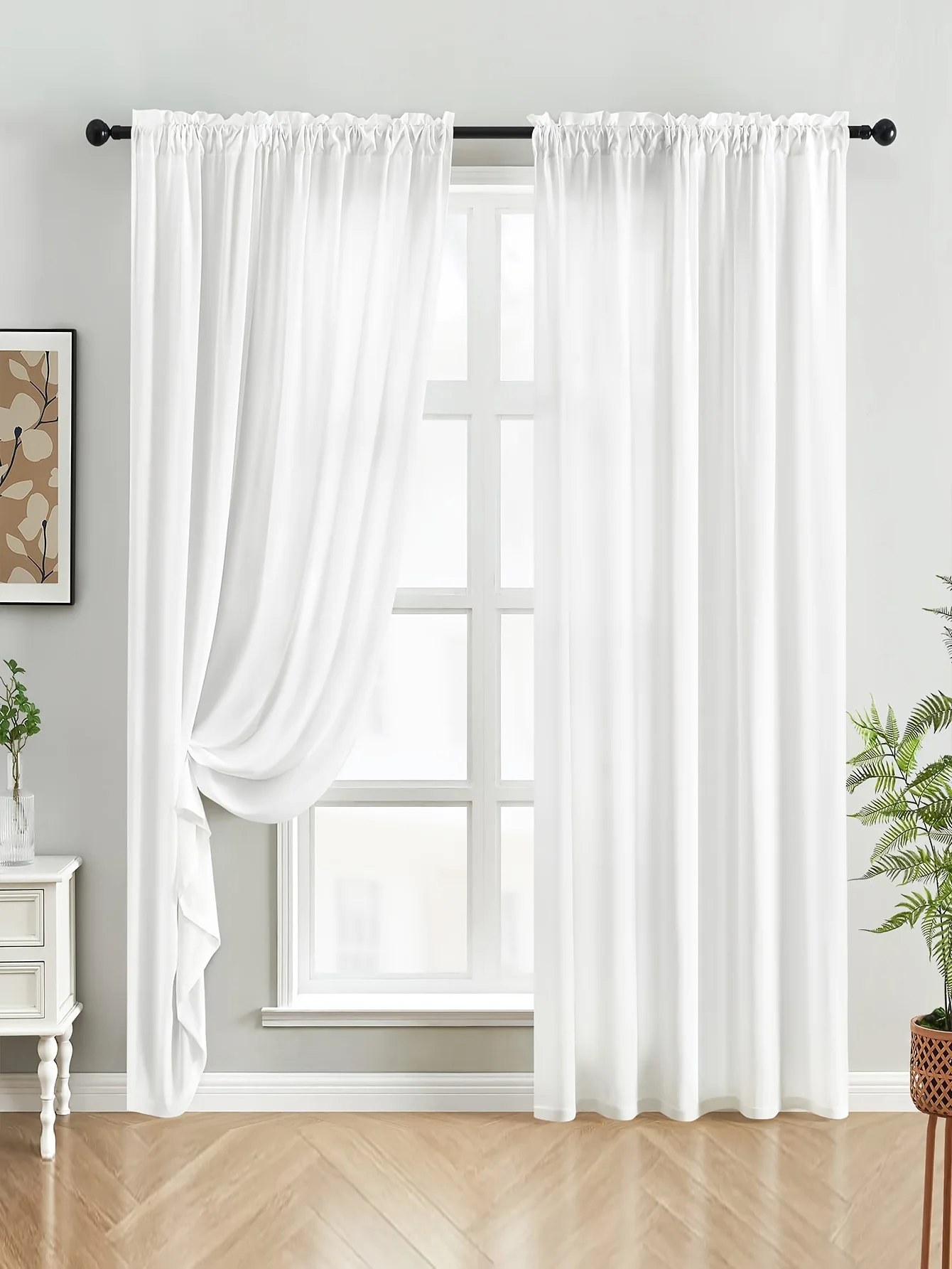 Withe Crown Garn Transparenter, verschleißfester Stangenvorhang für Schlafzimmer, Wohnzimmer, Sichtschutzzaun im Garten