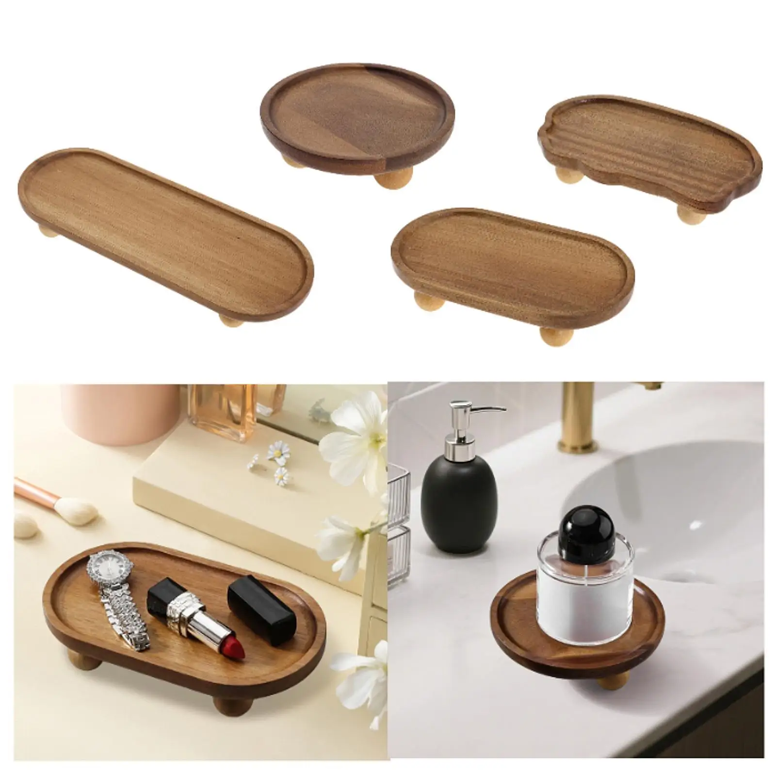 طبق حلية خشبي موفر للمساحة للحمام في خزانة المزرعة