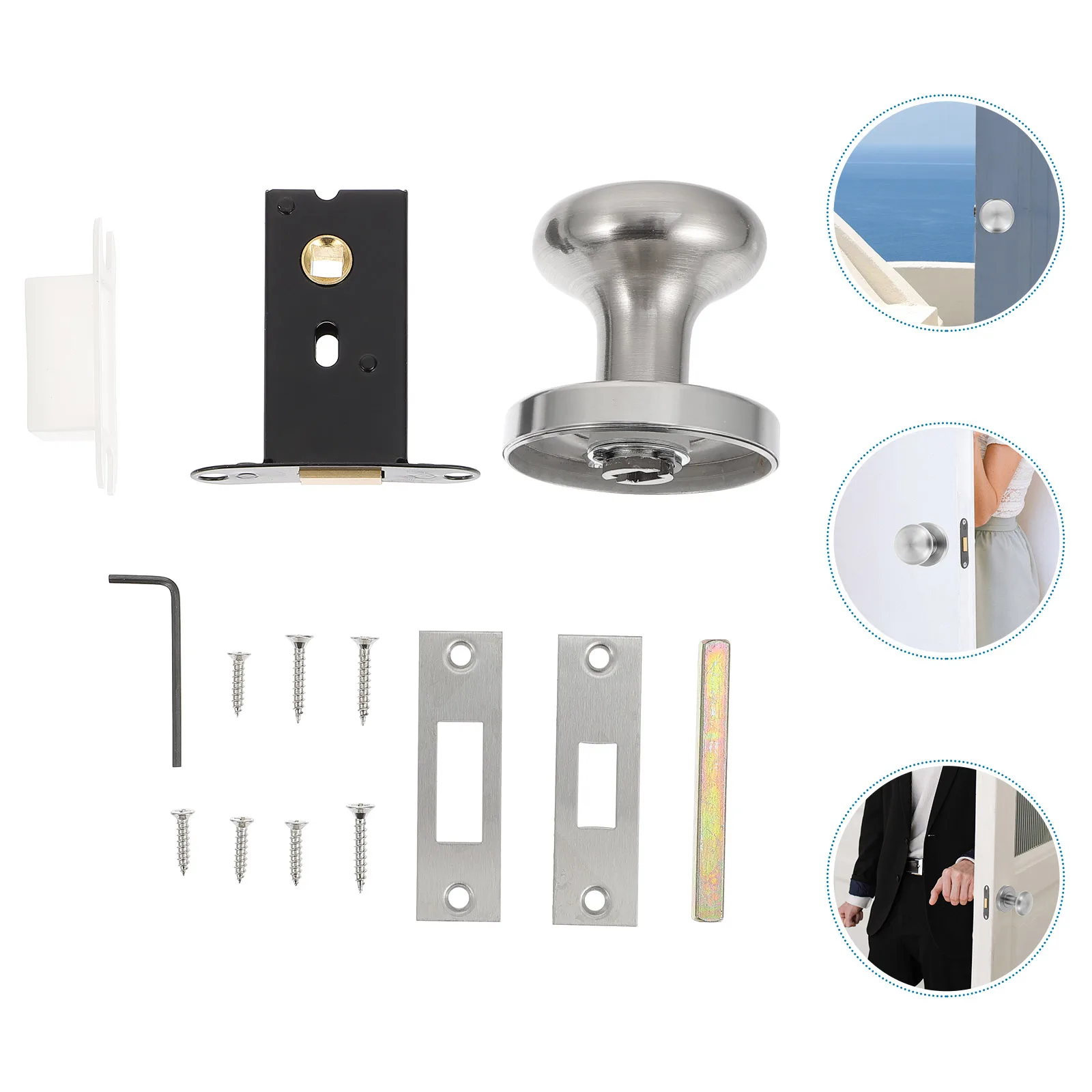 

1 set 1 Set Alloy Rotating Keyless Door Handle Latch Zinc Alloy Door Lock Lock For Bedroom Kitchen Hotel Use