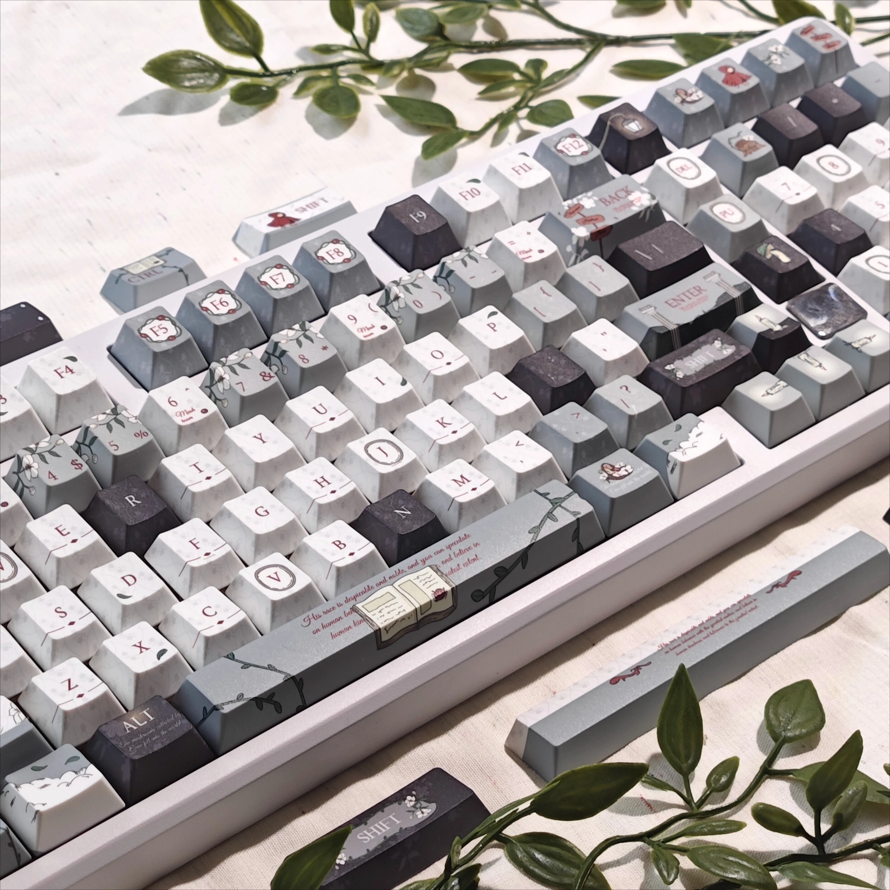 

Jungle Secret Language Theme Keycaps Set PBT Cherry Profile Custom Original Handmade Keycaps for Mechanical Keyboard Accessories