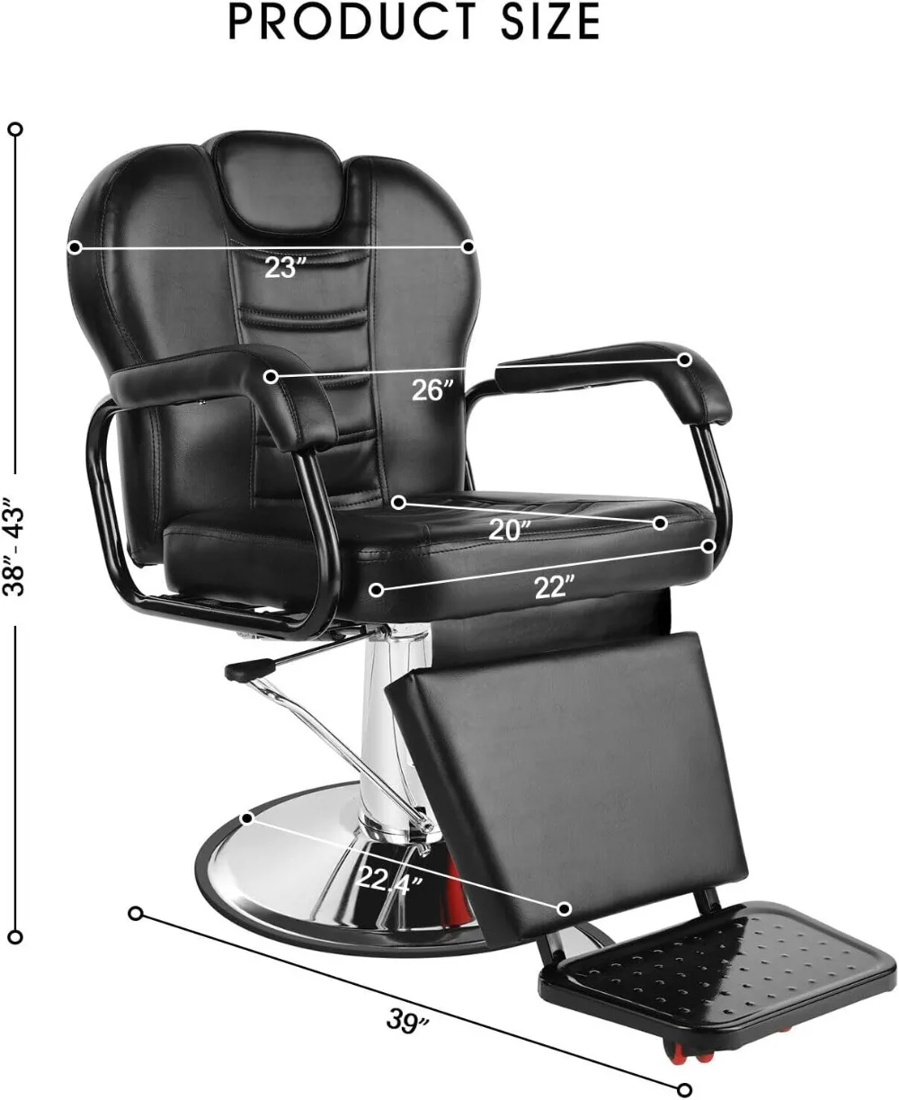 Artist hand Barber Chair Reclining Salon Chair Heavy Duty Hydraulic Salon Shampoo Chair with Footrest and Headrest