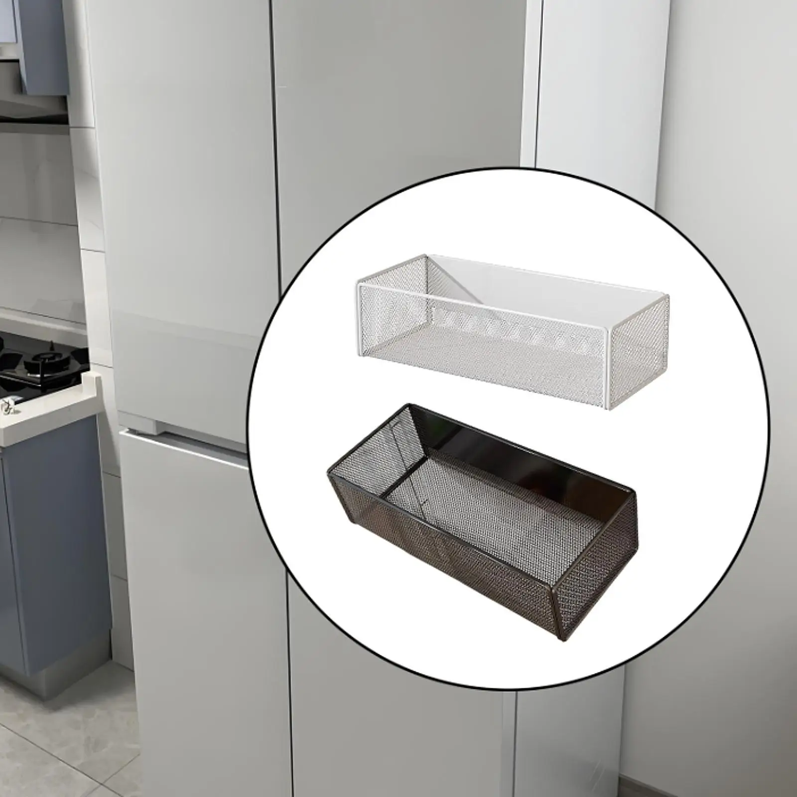 Kitchen Spice Rack Magnetic Metal Storage Bin Box Organizer Space Saver Shelf for Fridge and Home Use