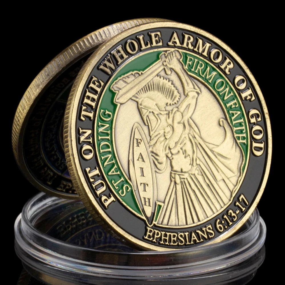 Put on The Whole Armor of God Commemorative Coin Standing Firm on Faith Ephesians Collectible Gift Copper Plated Challenge Coin