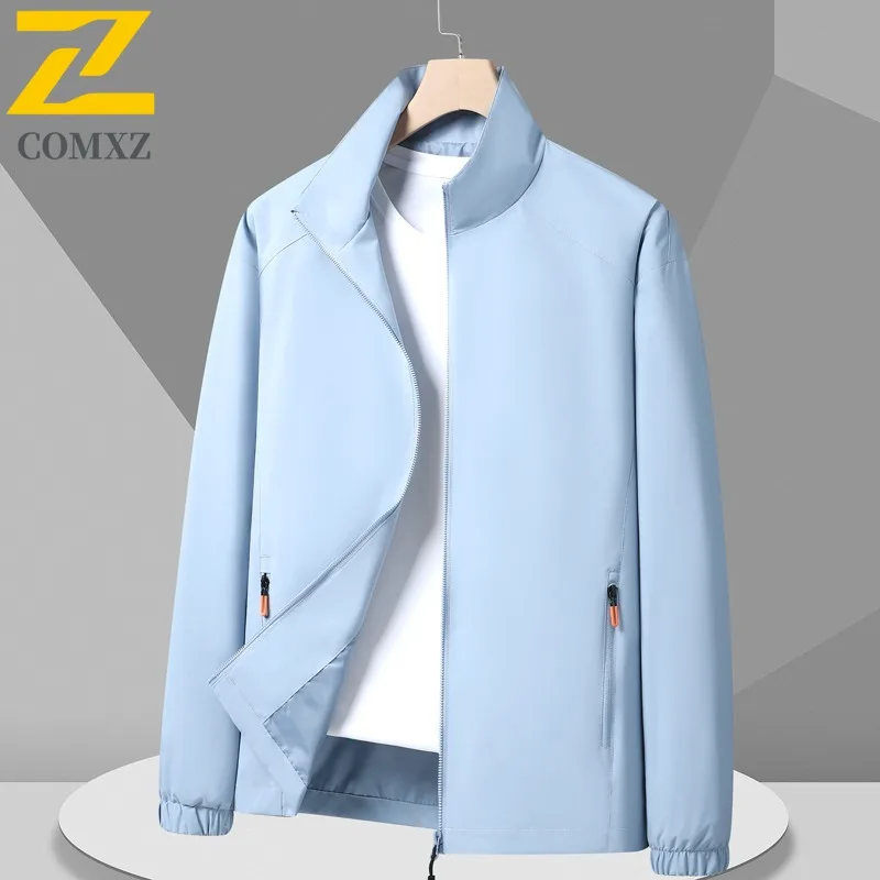 

COMXZ Outdoor Travel Mens Jacket Stand Collar Comfortable Motorcycle Jacket Business Casual Style Lightweight Autumn Coats