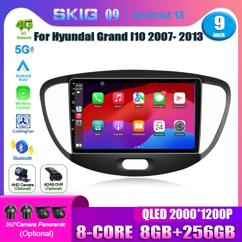 

Android13.0 For Hyundai Grand i10 2007- 2013 Car Player Radio Multimedia Video GPS Navigation Carplay Auto 5G Rear camera Cam BT