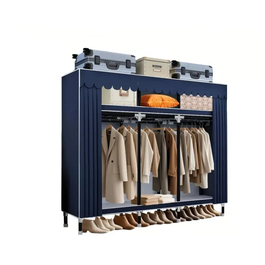 

Wardrobe for Hanging Clothes, 67 x 17.7 x 63 Covered Portable Wardrobe withWardrobe with Alloy Steel Connectors, NonWoven Cover,