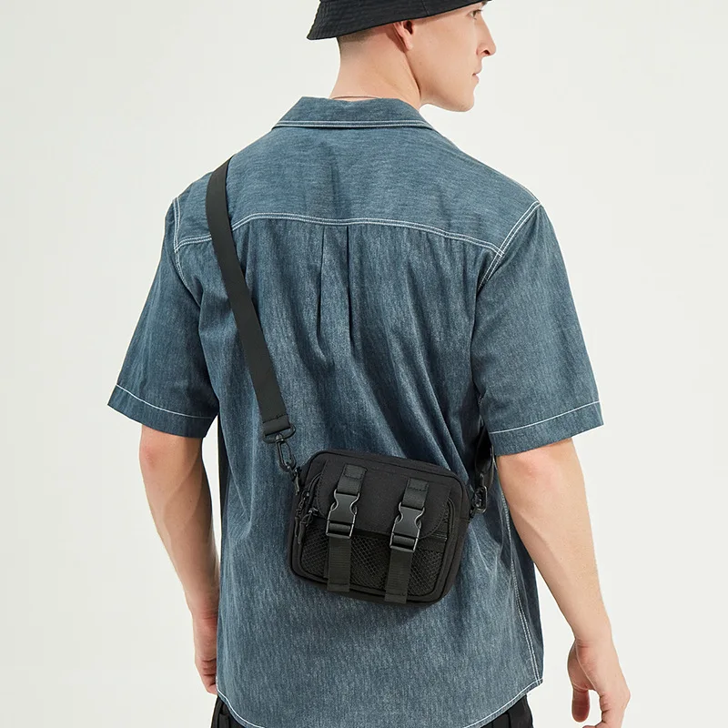 

Сумка через плечо большой вместимости с пряжкой и молнией, простая и повседневная мужская сумка на одно плечо.