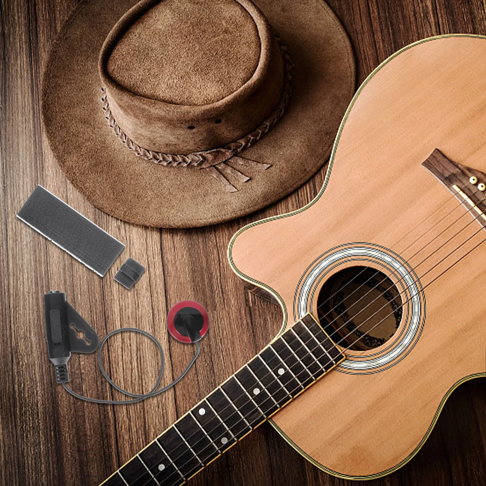 

Folk Acoustic Guitar Pickup Multipurpose Self-Adhesive Sound Hole Pickup Easy Install Clear Sound Guitar Parts Accessory