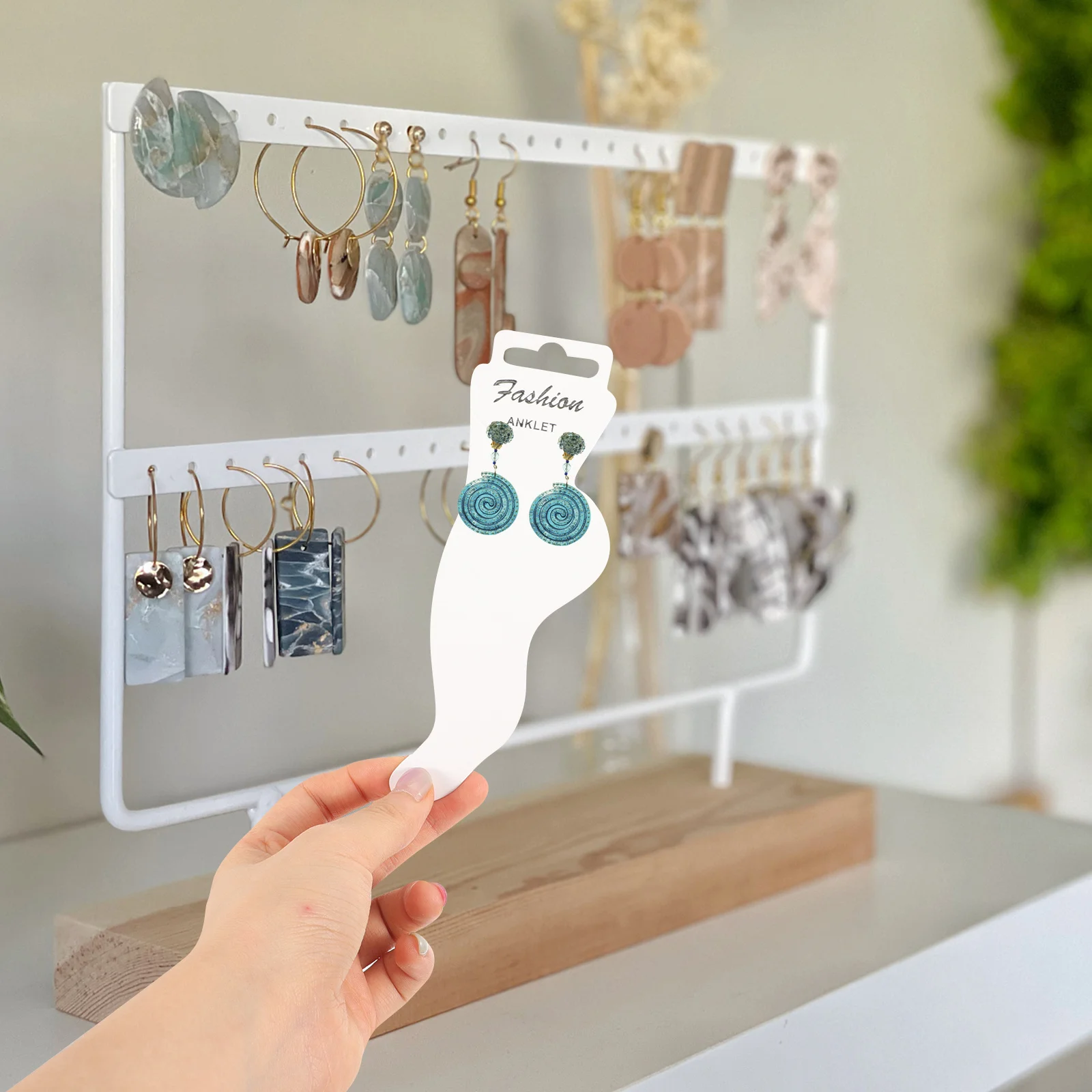 

100Pcs Anklet Display Paper Card Elegant Simple Design Durable Practical for Necklace Earrings Bracelet Showcase