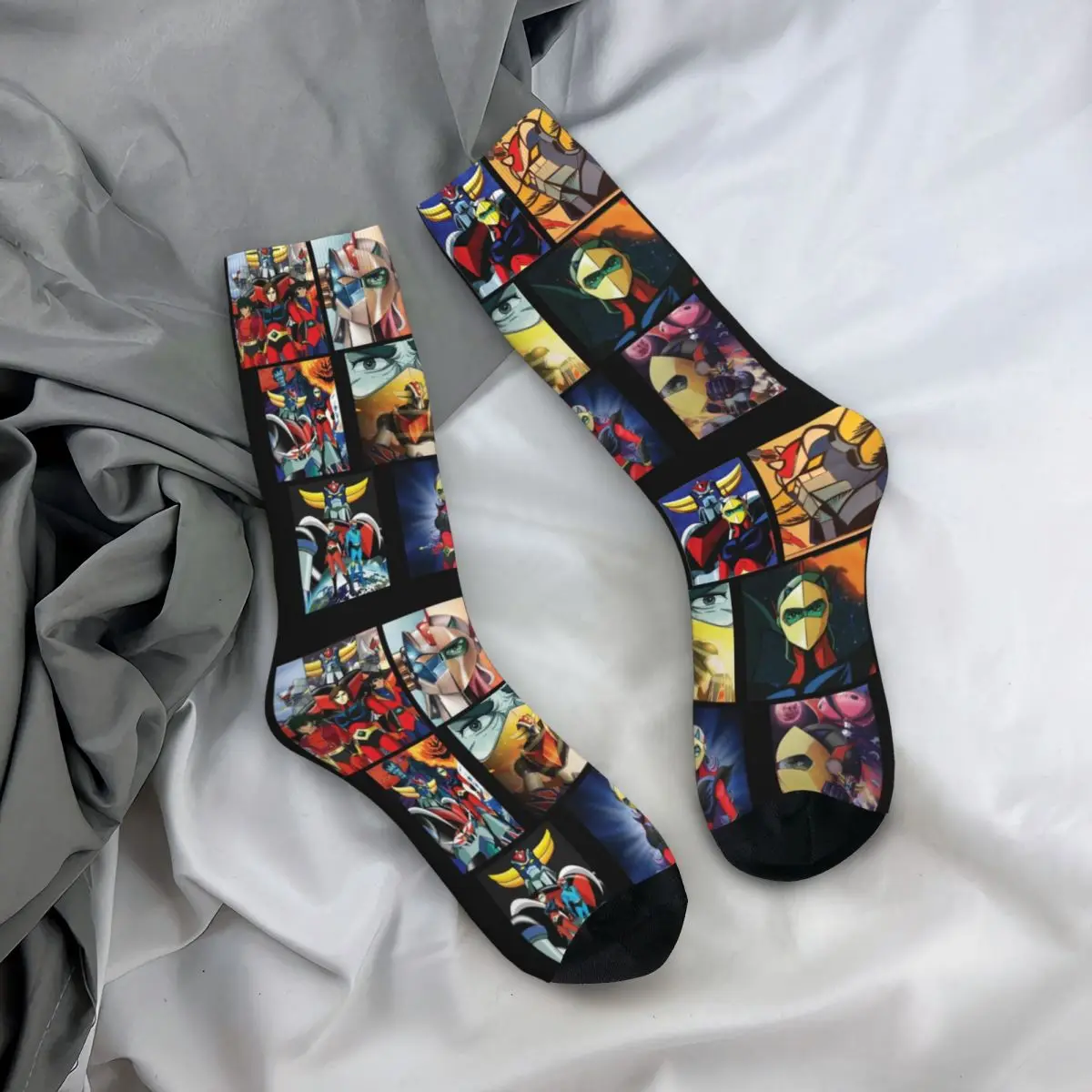 Happy Funny Male Men Socks Harajuku Goldorak Grendizer UFO Robot Anime Sock Skateboard Women's Socks Spring Summer Autumn Winter