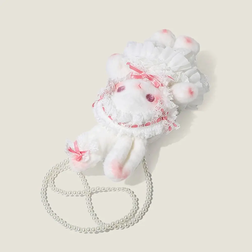 Lindo bolso de felpa de conejito, dulce bolso cruzado de princesa, bolso de conejo de orejas largas Lolita