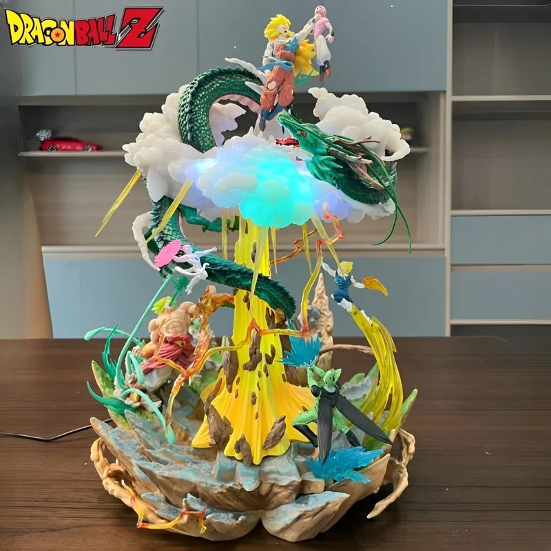 

36cm Dragon Ball Figures Shenron Goku Vs Buu Anime Figure With Light Gk Frieza Vegeta Broly Statue Figurine Doll Toys Xmas Gifts