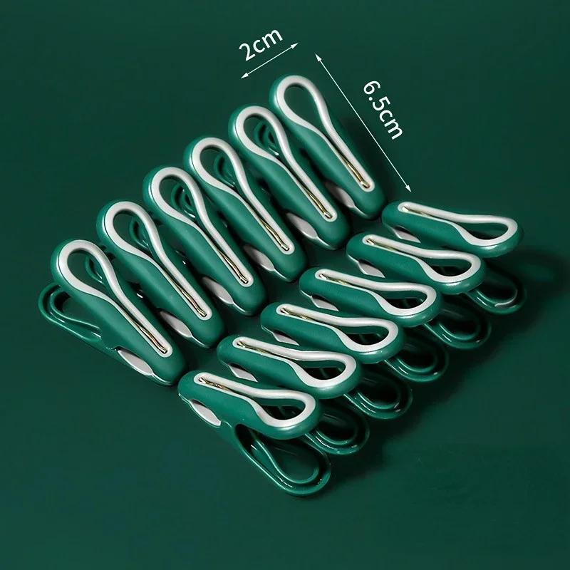 Pegs de roupas para colcha seca, prendedores de roupa, cabide de algodão doméstico, clipe à prova de vento grande, organizador de pastas, 12PCs