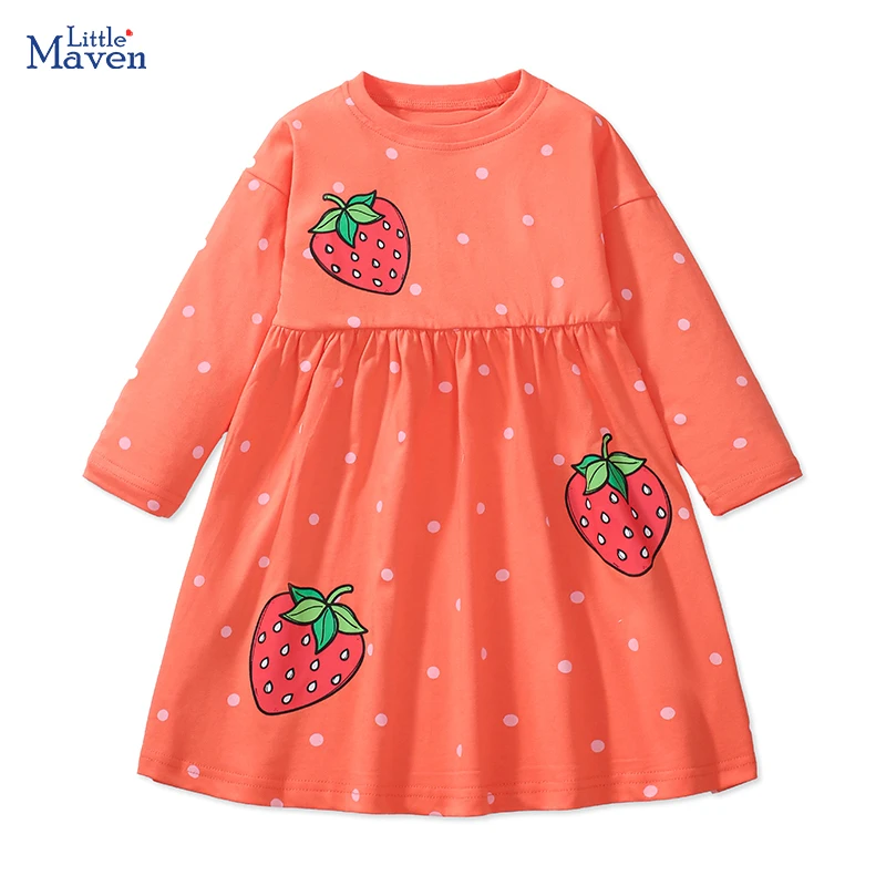 Little maven-Robes à manches longues en coton pour enfants, vêtements pour enfants, bébé fille, dessin animé Harvey, automne 2024, 2 à 7 ans