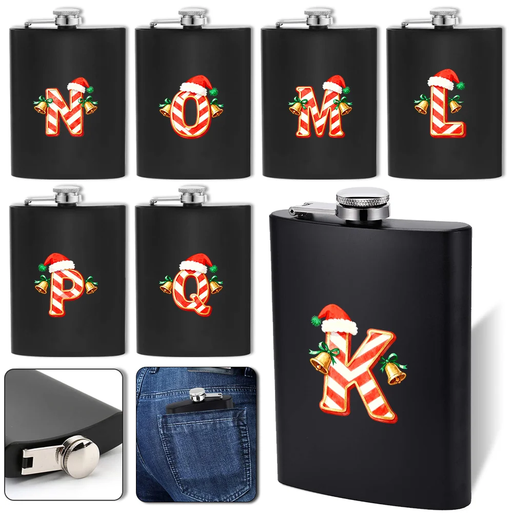 

Stylish Metal Wine Jug Durable Portable Alcohol Container Sturdy Wine and Whiskey Bottle Christmas Jingle Bell Letter Pattern