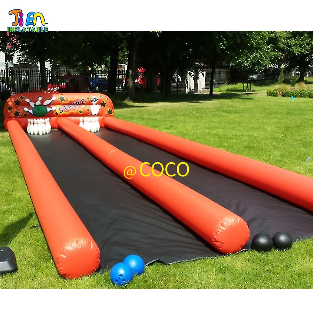 

Free air ship,Double Lanes Inflatable Human Bowling ball pins/Interactive Bowling Alley Sports court arena carnival game