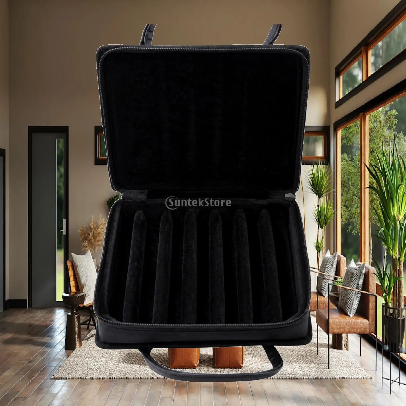 24 Hole Harmonica Organ Organizer Case with Cushioned Interior Slots and Convenient Handle for on the Go Use