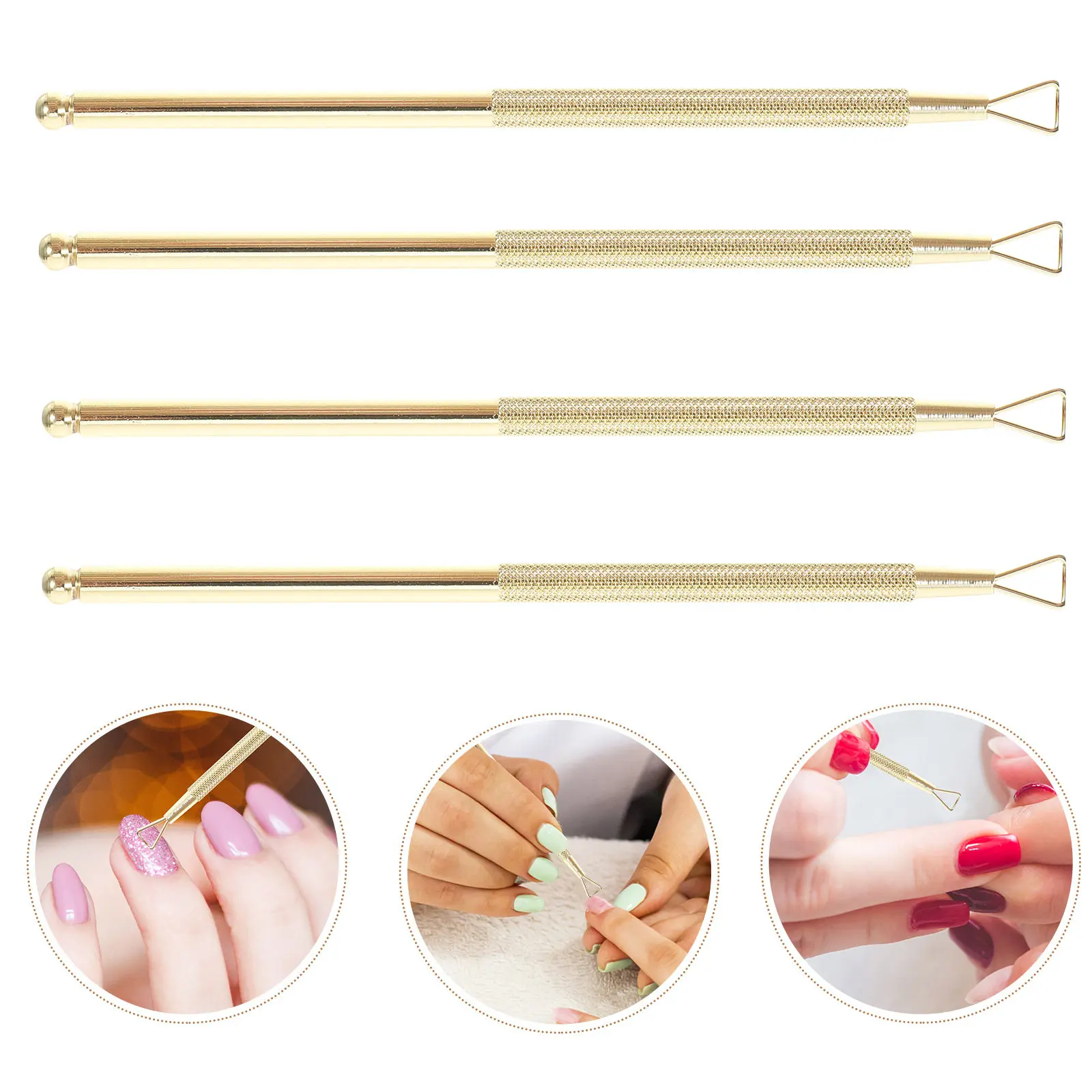 

4Pcs Stainless Steel Triangular Cuticle Pusher Nail Art Scraper Gel Remover Tool for Easy Pain Free Dead Cuticle Removal
