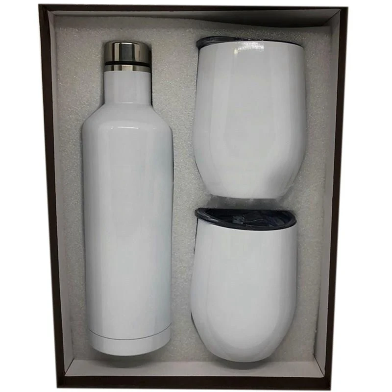 3 In 1 Gift Wine Set Beer Set With Seal Lid Thermo Mug Coffee Terms Flask 12Oz Milk Bottle Sport Travel Set