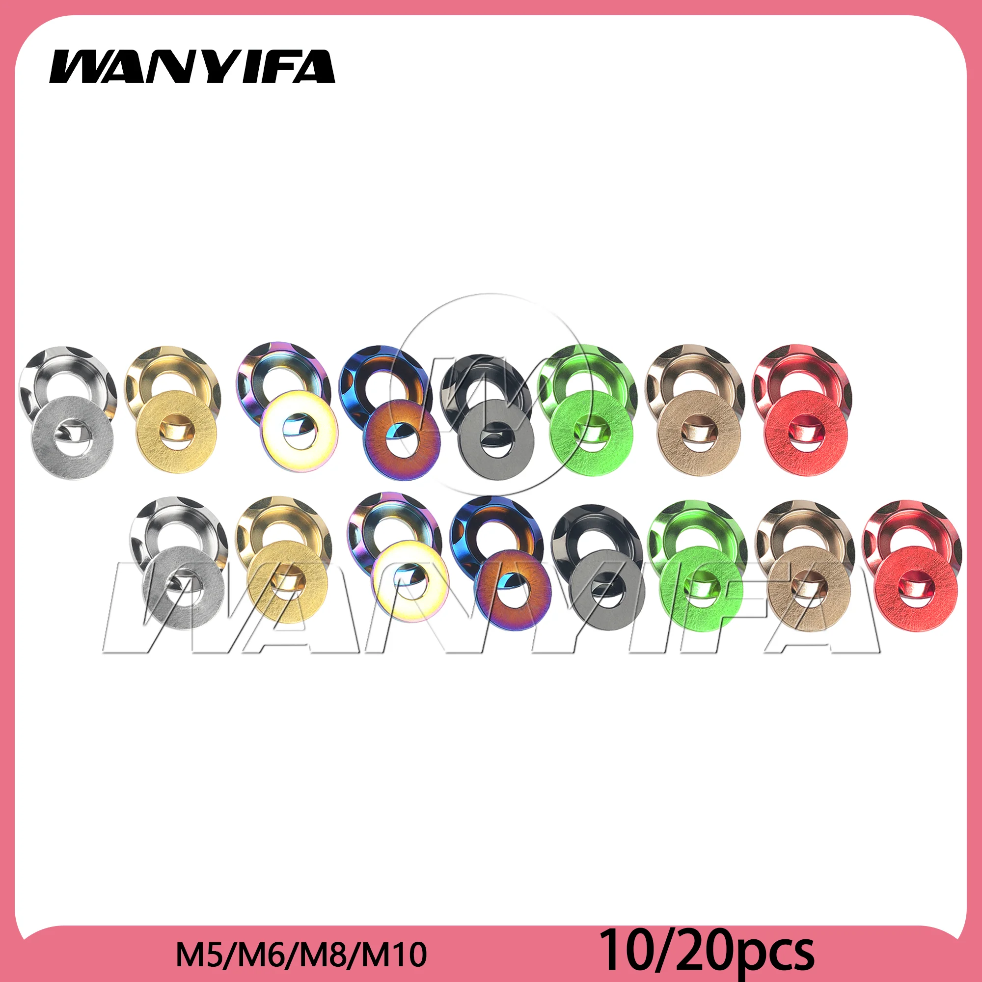 Wanyifa 10/20pcs Titanium Washers M5/M6/M8/M10 Decorative Stepped Washers For Motorcycle Bicycle And Car Modification Fasteners