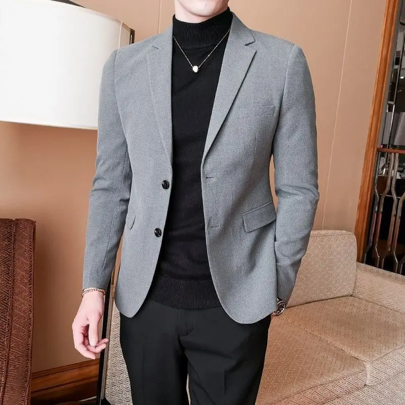 

Slim Fit Briti Casual Men's Suit Jaet Faionable Spring Autumn Outerwear Polyester Fiber Stand Sle Long Sve Sing...