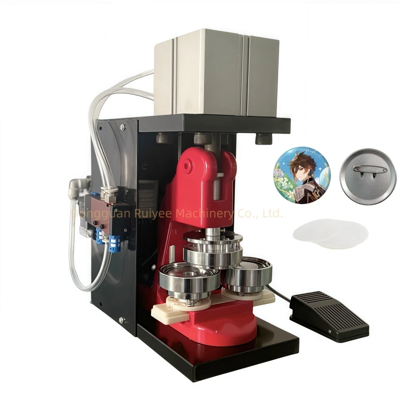 

25 32 37 44 50 56 58 75mm Automatic Pin Badge Maker Button Making Machine Pneumatic Badge Making Machine