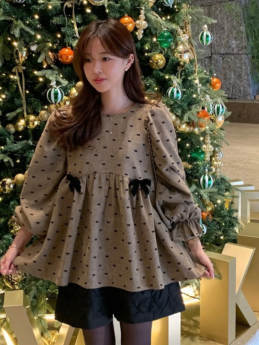 ريترو إلي المرأة irt ربيع 2026 جديد Faion العمر-Defng دمية الأعلى الكورية تصميم تحسس فقاعة القطن Sve القطن irt