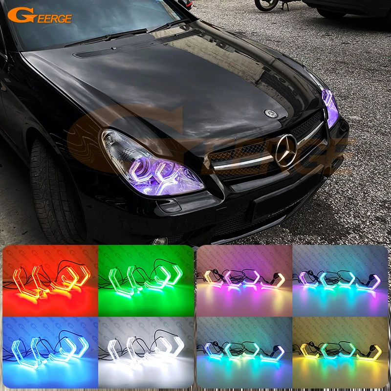 

For MERCEDES BENZ CLS W219 C219 Ultra Bright Concept M4 Iconic Style Dynamic Revolving Multi Color RGB LED Angel Eyes Halo Rings