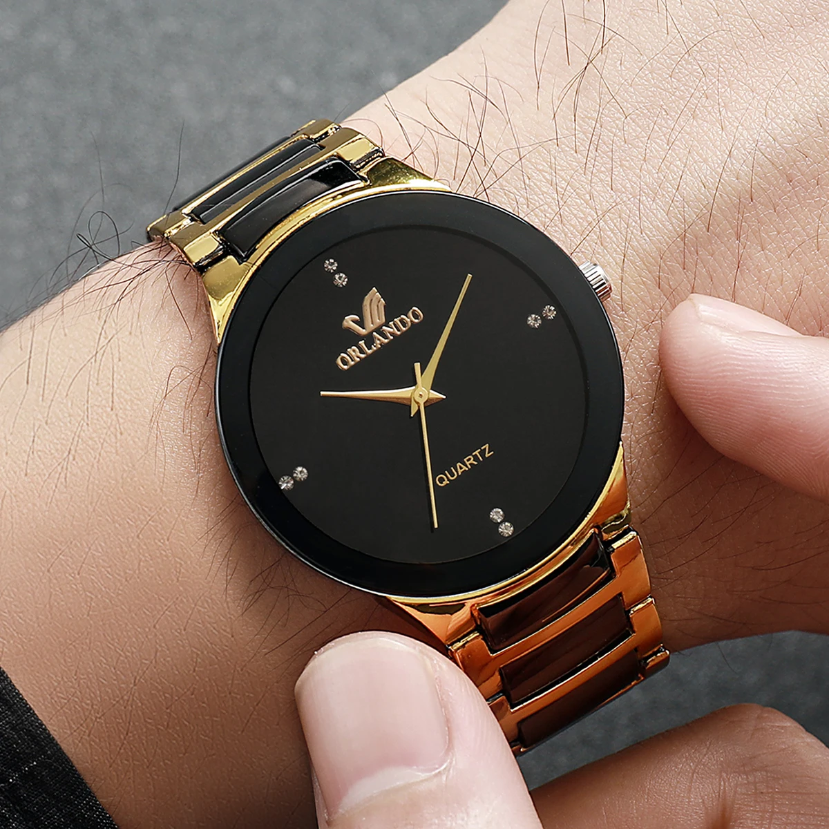 1/3 個の高級メンズビジネス腕時計ファッションステンレス鋼ストラップクォーツ腕時計リロイ Hombre