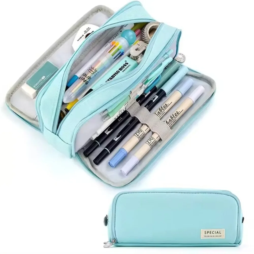 

3 Layer Large Capacity Pencilcase Portable Multifunctional Zipper Pencil Box Durable Pen Bag Stationery Organizer