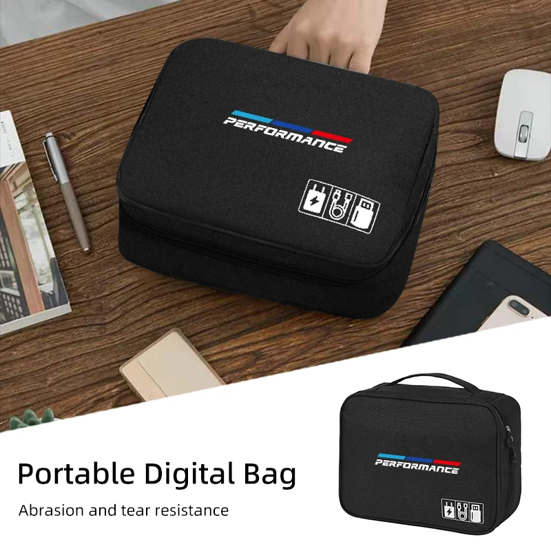

Car Portable Cable Organizer Waterproof Digital Storage Bag For BMW E46 E90 E60 F10 E39 F30 E36 F20 E87 E70 E91 E30 G30 E53