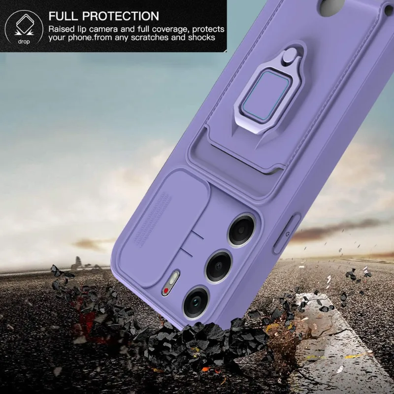 테크노 카몬 40 프로 4G용 지갑형 폰케이스, 링 홀더, 솔리드 컬러 실리콘 보호 백 커버 포함 크로스바디 목걸이 끈