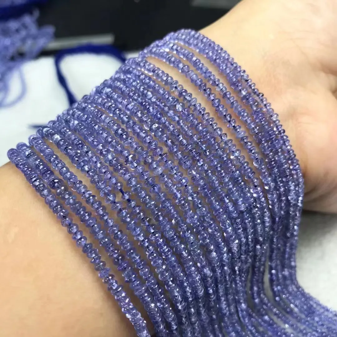 

6A LOOSE BEADS BLUE TANZANITE roundelle 3mm wholesale for DIY jewelry necklace 34cm