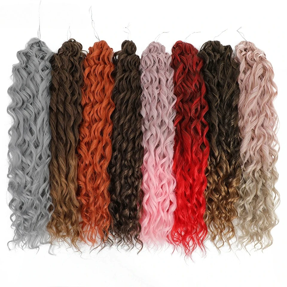 Synthetisches Haar, tief gewellt, Twist-Häkelhaar, Afro-Locken, Ombre-Blond, Pink, tief gewellte Flechthaarverlängerung für Frauen