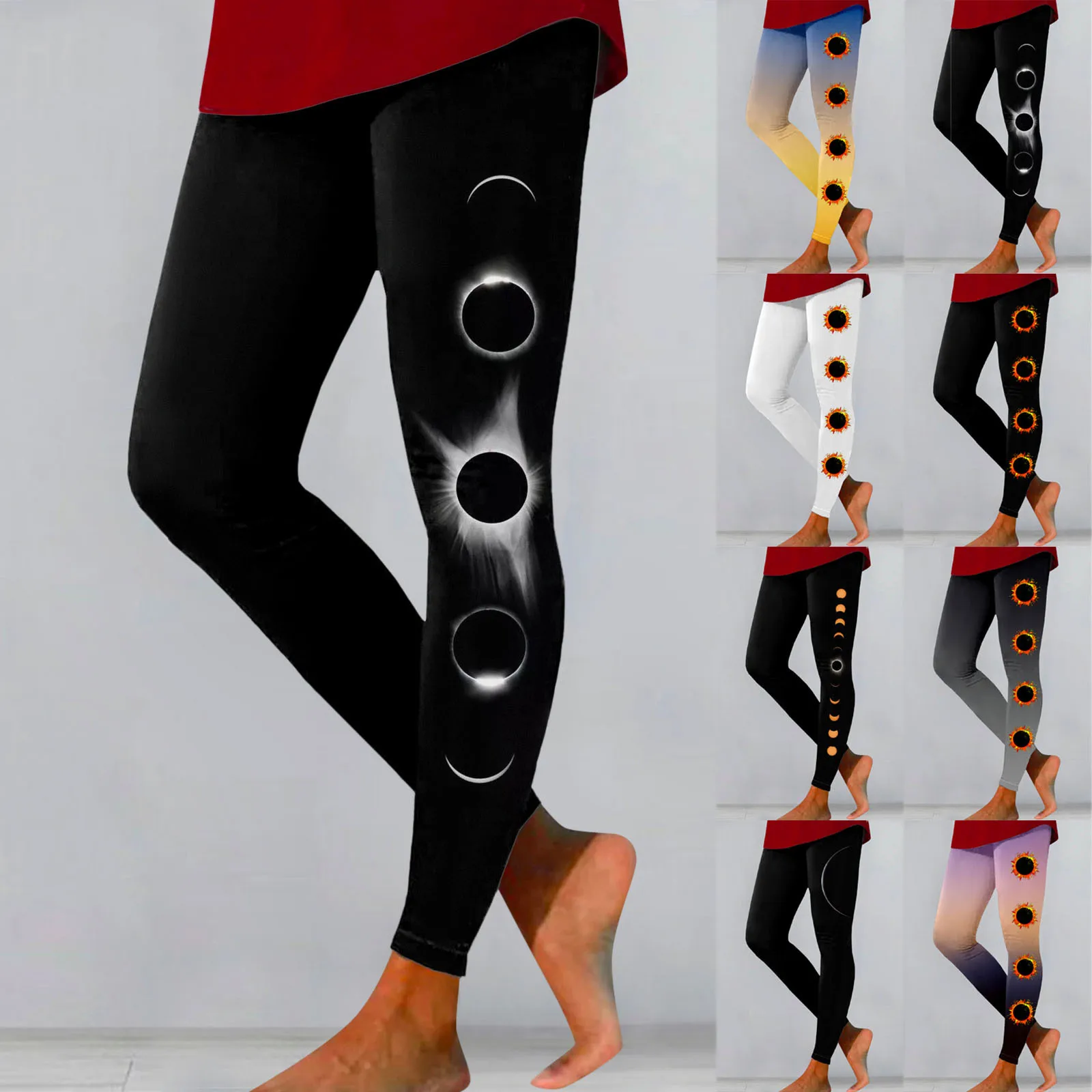 

Женские леггинсы с высокой талией и принтом, до щиколотки