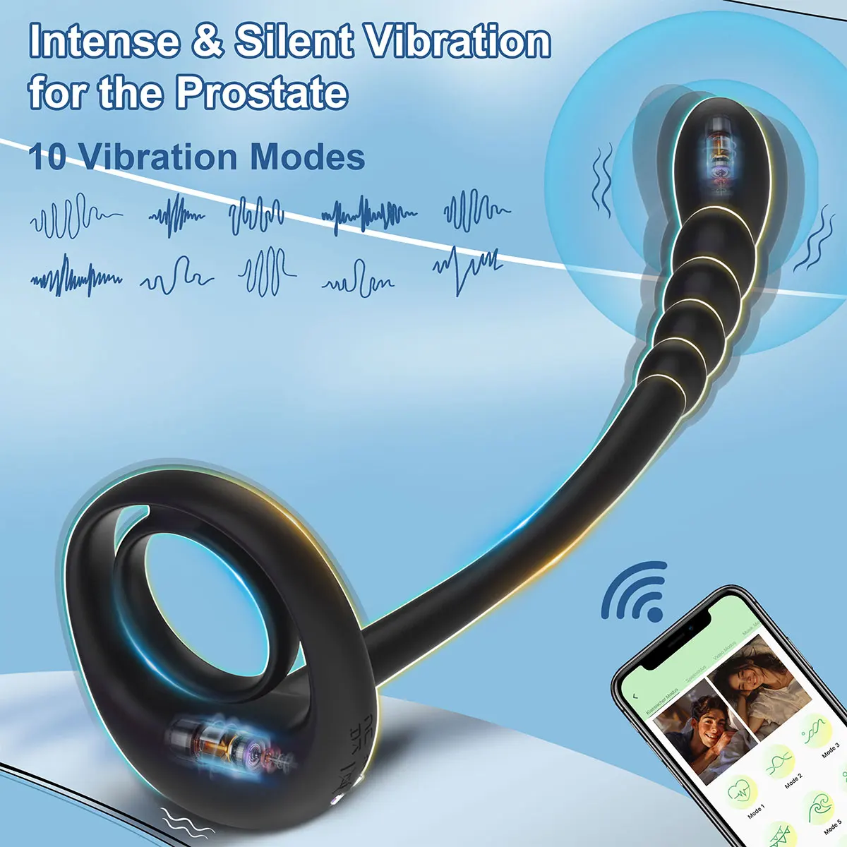 Aplikasi Cincin Ayam Penggetar untuk Pria Manik-manik Anal Nirkabel Menunda Ejakulasi Pijat Prostat Butt Plug Stimulator Mainan Seks untuk Pasangan