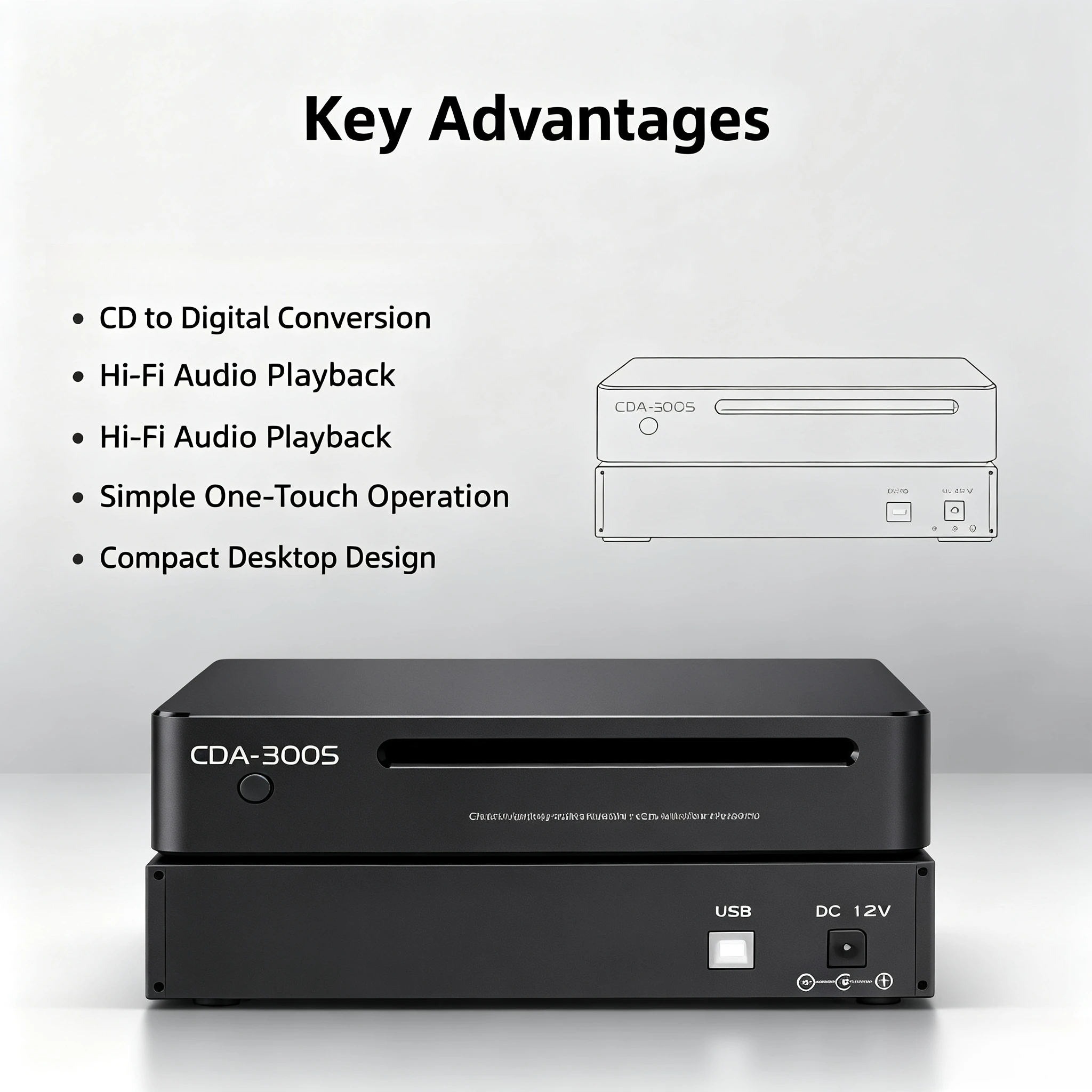 Digitaler CD-Album-Player, automatischer CD-Ripping-Player, Ausgabe von verlustfreien WAV-Dateien, Hi-Fi-CD-Digitizer für Musik – Detail 1