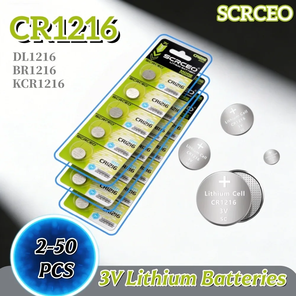 

2-50PCS CR1216 3V Lithium Button Cell Batteries DL1216 BR1216 LM1216 ECR1216 for Watch Car Key Toys