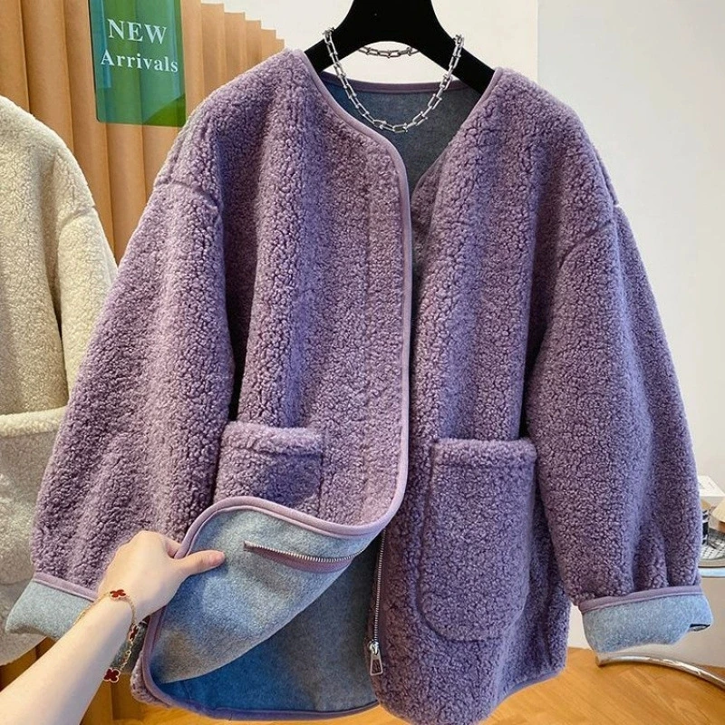 

2025 модное утолщенное пальто из искусственной овечьей шерсти, женское зимнее новое высококачественное свободное теплое зимнее пальто, женские парки, верхняя одежда