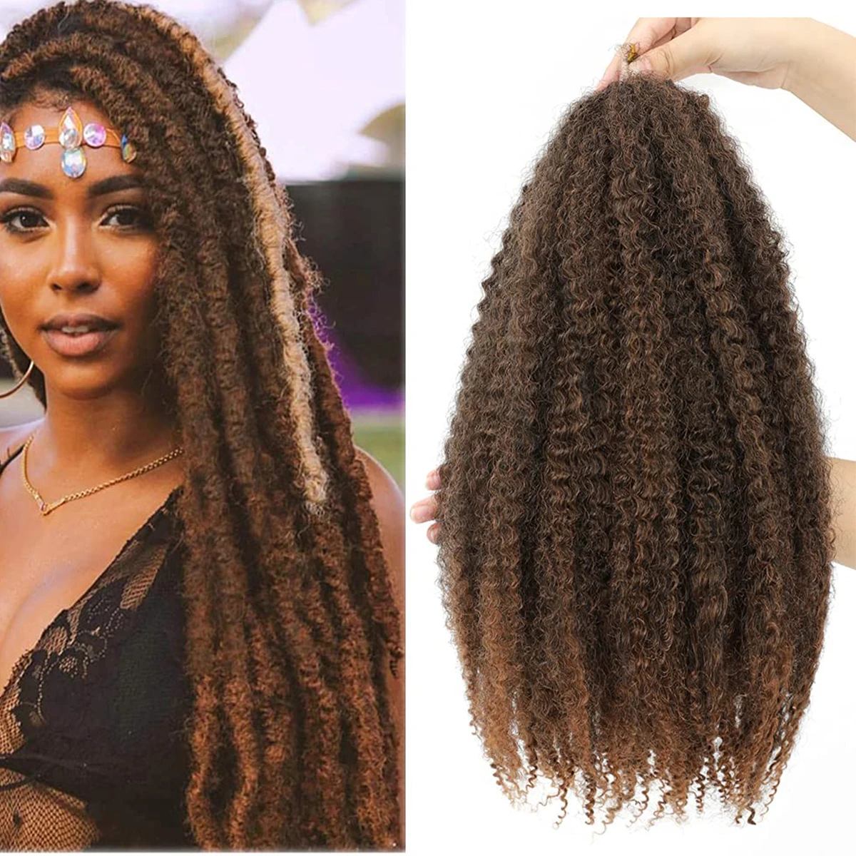 

Synthetic Marley braids hair caterpillar crochet wig dirty braid high-quality 18-inch heat-resistant wig Faux Locs Afro Kinky
