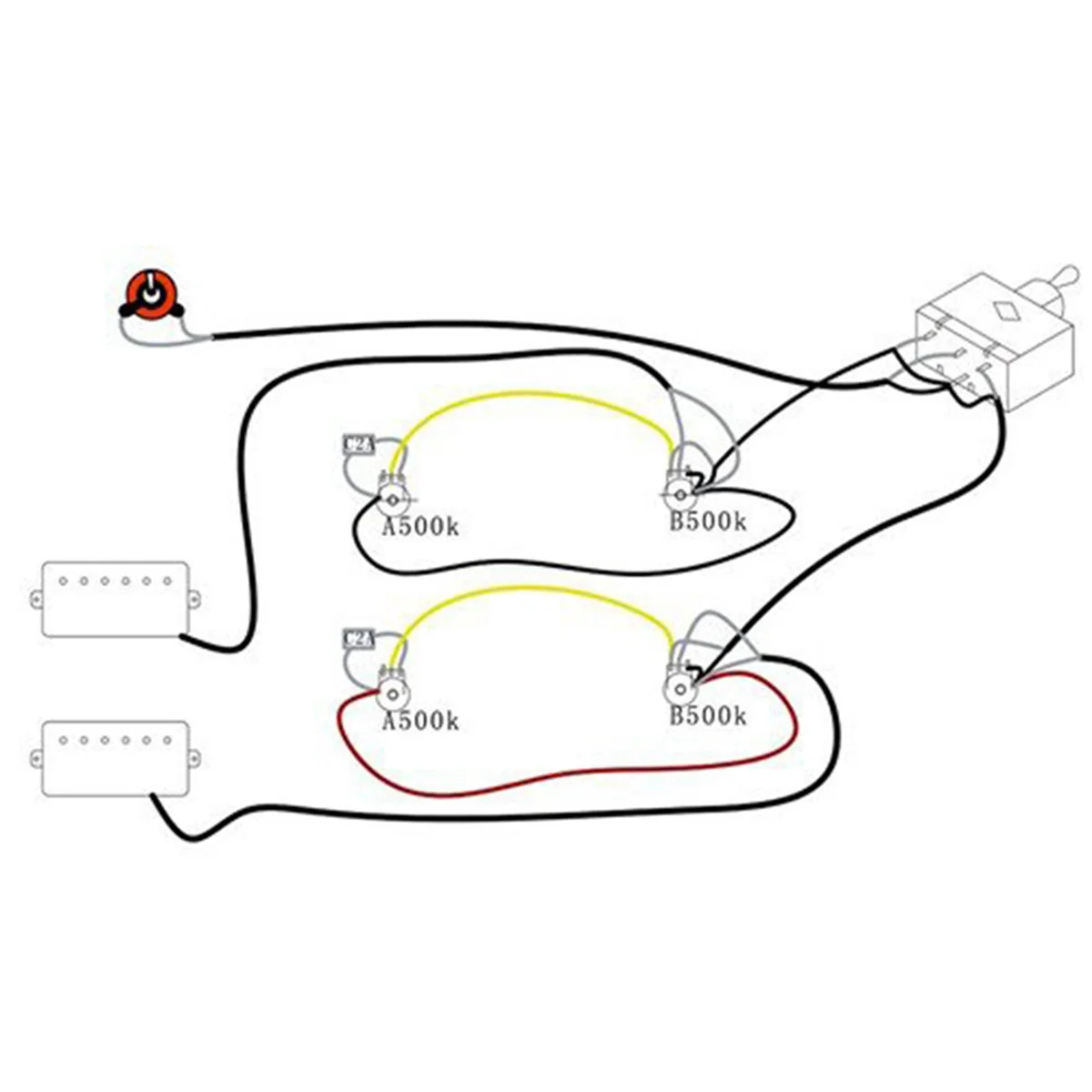 Lp Electric Guitar Pickups Wiring Harness Kit 2T2V 500K Pots 3 Way Switch With Jack For Dual Humbucker Gibson Les Pual S Rich