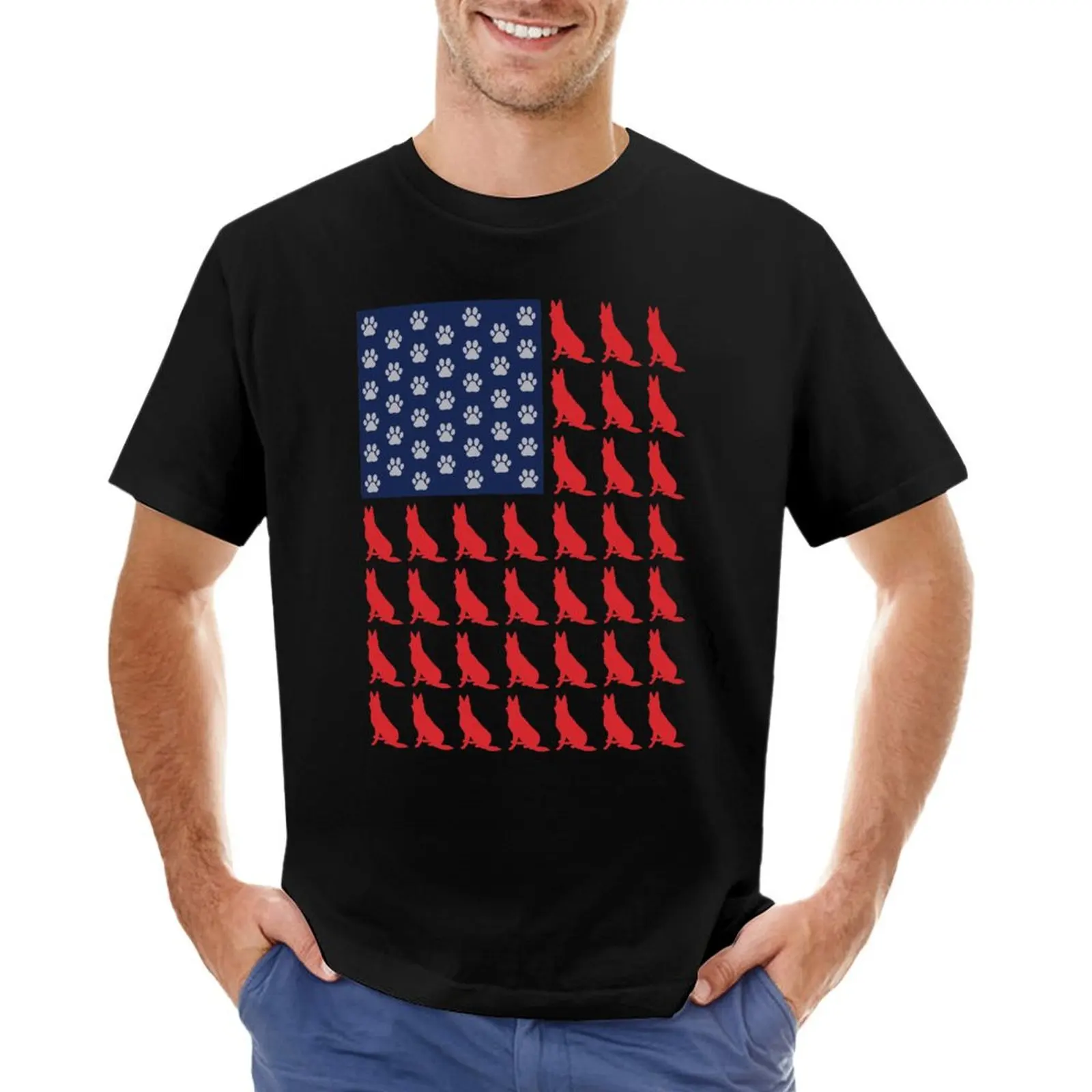 German Shepherd Paws American Flag Patriot T-Shirt anime t shirts Blouse customs designer t shirt men