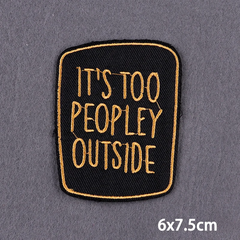 Schwarzer Aufnäher mit Slogan zum Aufbügeln für Kleidung, DIY-Stickerei-Applikation, Bügelbare Aufnäher, DIY-Bügelsticker, Abzeichen – Detail 14
