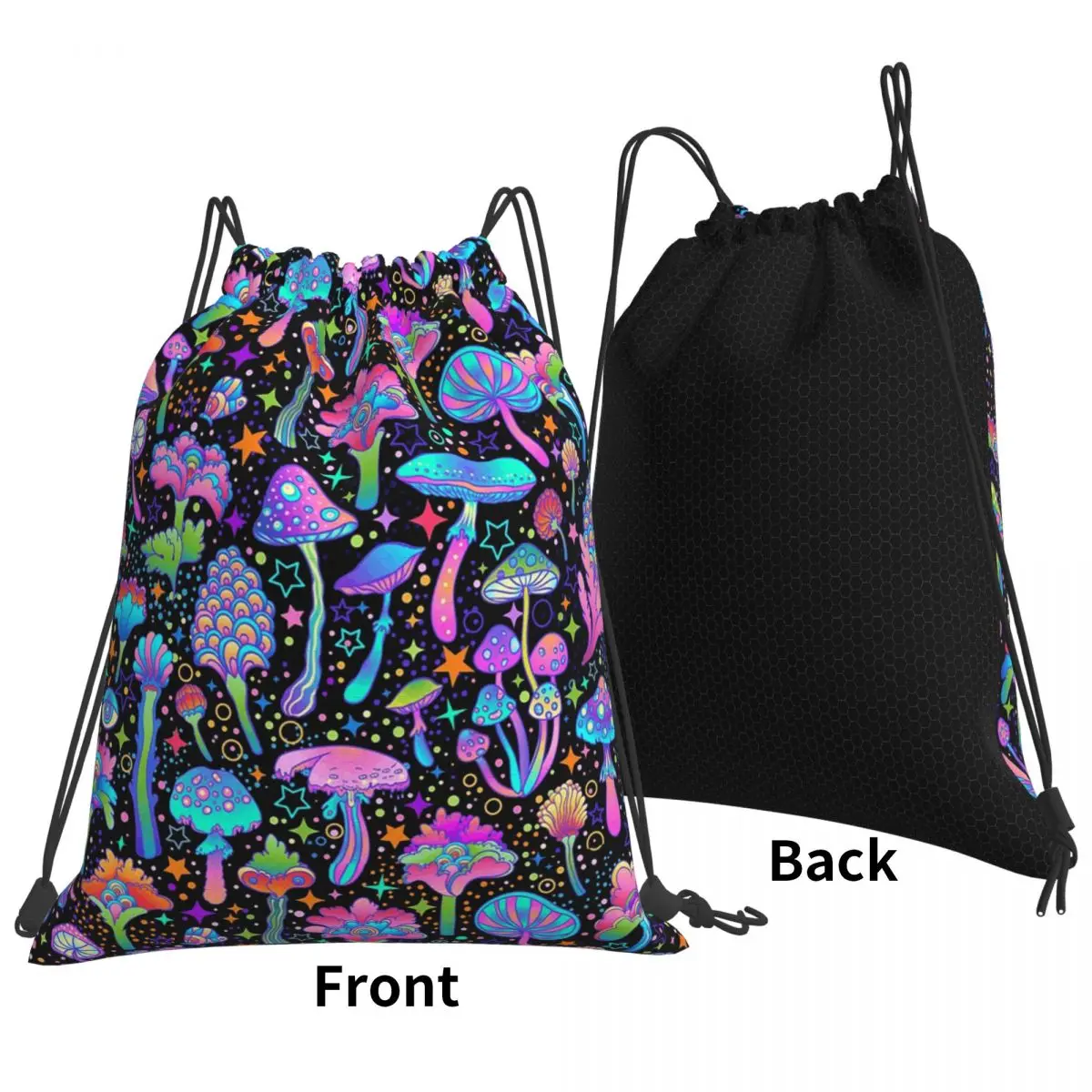 Psychedelic Magic Mushrooms Print Lava Backpacks Multi-function Drawstring Bundle Pocket Sports Bag Book Bags for Travel School