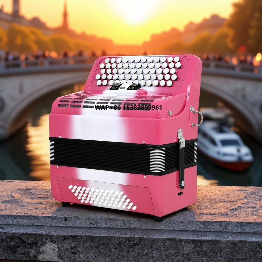 SLADE Factory Variety Colors OEM ODM Customized AH-210 Wholesale Professional Bayan 62 Keys 60 Bass Button Pink Accordion