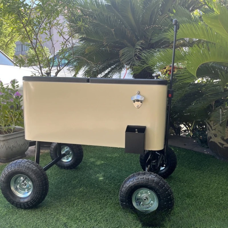 Carro aislante, cubo de hielo, carro/remolque cubo de hielo de doble capa, hielo de cerveza de plástico, color tiramisú